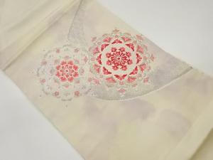 曲線に華紋模様織出し名古屋帯